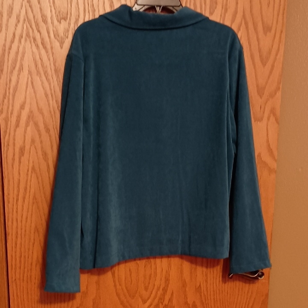 Croft & Barrow Women's Teal Full-Zip Long-sleeve Top, sz XL - Picture 5 of 5